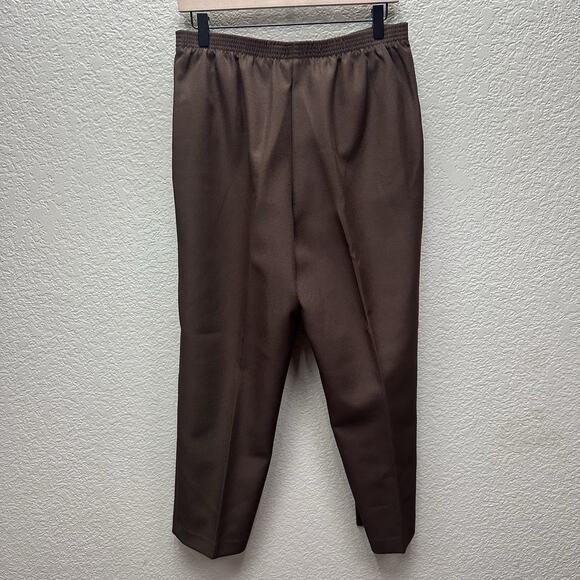 Alfred Dunner Dress Pants Womens Sz Petites 10 Brown Pull on Stretch 2 Pockets - Picture 6 of 12
